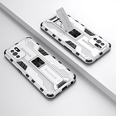 Custodia Silicone e Plastica Opaca Cover con Magnetico Supporto T01 per Oppo Reno6 Z 5G Bianco