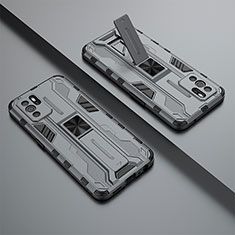 Custodia Silicone e Plastica Opaca Cover con Magnetico Supporto T01 per Oppo Reno6 Z 5G Grigio