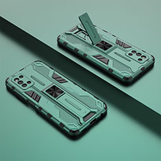 Custodia Silicone e Plastica Opaca Cover con Magnetico Supporto T01 per Samsung Galaxy F52 5G Verde