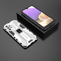 Custodia Silicone e Plastica Opaca Cover con Magnetico Supporto T01 per Samsung Galaxy M32 5G Bianco