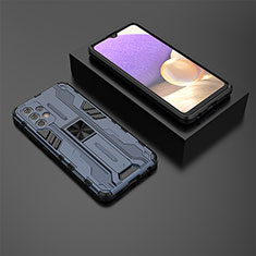 Custodia Silicone e Plastica Opaca Cover con Magnetico Supporto T01 per Samsung Galaxy M32 5G Blu