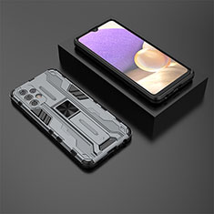 Custodia Silicone e Plastica Opaca Cover con Magnetico Supporto T01 per Samsung Galaxy M32 5G Grigio