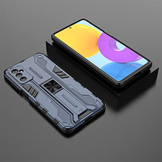 Custodia Silicone e Plastica Opaca Cover con Magnetico Supporto T01 per Samsung Galaxy M52 5G Blu