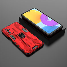 Custodia Silicone e Plastica Opaca Cover con Magnetico Supporto T01 per Samsung Galaxy M52 5G Rosso
