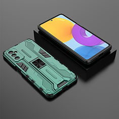Custodia Silicone e Plastica Opaca Cover con Magnetico Supporto T01 per Samsung Galaxy M52 5G Verde