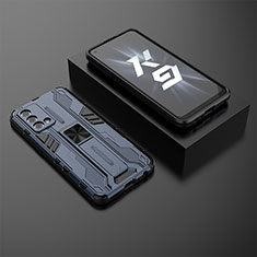 Custodia Silicone e Plastica Opaca Cover con Magnetico Supporto T02 per Oppo K9 5G Blu