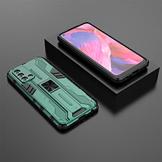 Custodia Silicone e Plastica Opaca Cover con Magnetico Supporto T02 per Oppo Reno6 Lite Verde