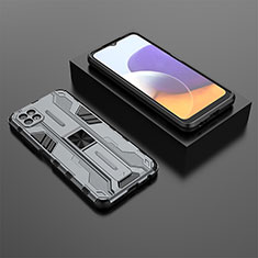 Custodia Silicone e Plastica Opaca Cover con Magnetico Supporto T02 per Samsung Galaxy A22 5G Grigio
