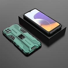 Custodia Silicone e Plastica Opaca Cover con Magnetico Supporto T02 per Samsung Galaxy A22 5G Verde