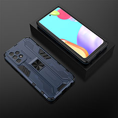 Custodia Silicone e Plastica Opaca Cover con Magnetico Supporto T02 per Samsung Galaxy A52 5G Blu