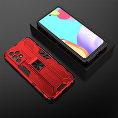 Custodia Silicone e Plastica Opaca Cover con Magnetico Supporto T02 per Samsung Galaxy A52s 5G Rosso