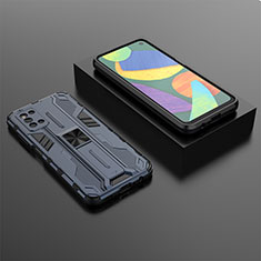 Custodia Silicone e Plastica Opaca Cover con Magnetico Supporto T02 per Samsung Galaxy F52 5G Blu
