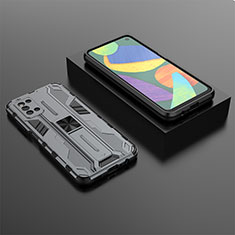 Custodia Silicone e Plastica Opaca Cover con Magnetico Supporto T02 per Samsung Galaxy F52 5G Grigio