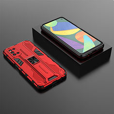 Custodia Silicone e Plastica Opaca Cover con Magnetico Supporto T02 per Samsung Galaxy F52 5G Rosso