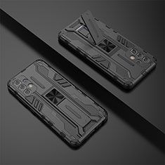 Custodia Silicone e Plastica Opaca Cover con Magnetico Supporto T02 per Samsung Galaxy M32 5G Nero