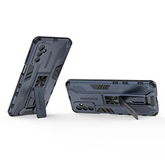 Custodia Silicone e Plastica Opaca Cover con Magnetico Supporto T02 per Samsung Galaxy M52 5G Blu