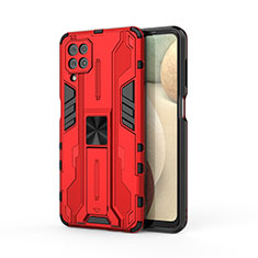 Custodia Silicone e Plastica Opaca Cover con Magnetico Supporto T04 per Samsung Galaxy A12 Nacho Rosso