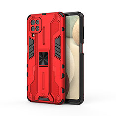Custodia Silicone e Plastica Opaca Cover con Magnetico Supporto T04 per Samsung Galaxy F12 Rosso