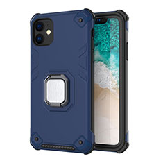 Custodia Silicone e Plastica Opaca Cover con Magnetico Supporto Z01 per Apple iPhone 11 Blu