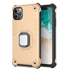 Custodia Silicone e Plastica Opaca Cover con Magnetico Supporto Z01 per Apple iPhone 11 Pro Max Oro