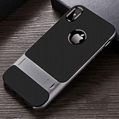 Custodia Silicone e Plastica Opaca Cover con Supporto A01 per Apple iPhone Xs Grigio