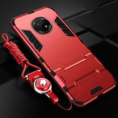 Custodia Silicone e Plastica Opaca Cover con Supporto A01 per Huawei Enjoy 20 Plus 5G Rosso