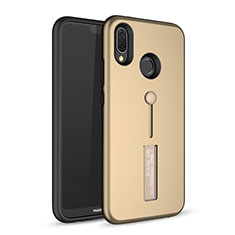 Custodia Silicone e Plastica Opaca Cover con Supporto A01 per Huawei Nova 3e Oro