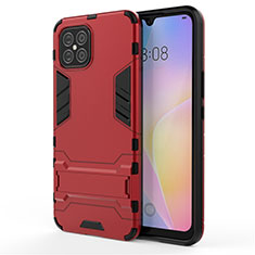 Custodia Silicone e Plastica Opaca Cover con Supporto A01 per Huawei Nova 8 SE 5G Rosso