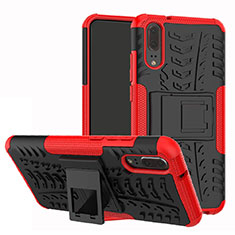 Custodia Silicone e Plastica Opaca Cover con Supporto A01 per Huawei P20 Rosso