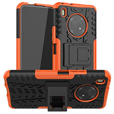 Custodia Silicone e Plastica Opaca Cover con Supporto A01 per Huawei Y9a Arancione