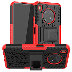 Custodia Silicone e Plastica Opaca Cover con Supporto A01 per Huawei Y9a Rosso