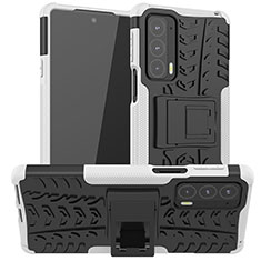 Custodia Silicone e Plastica Opaca Cover con Supporto A01 per Motorola Moto Edge 20 5G Bianco