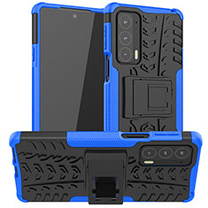 Custodia Silicone e Plastica Opaca Cover con Supporto A01 per Motorola Moto Edge 20 5G Blu