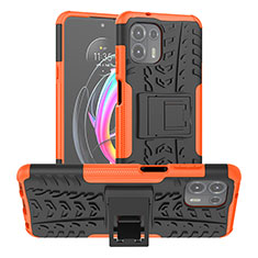 Custodia Silicone e Plastica Opaca Cover con Supporto A01 per Motorola Moto Edge 20 Lite 5G Arancione