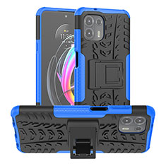 Custodia Silicone e Plastica Opaca Cover con Supporto A01 per Motorola Moto Edge 20 Lite 5G Blu