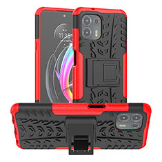 Custodia Silicone e Plastica Opaca Cover con Supporto A01 per Motorola Moto Edge 20 Lite 5G Rosso
