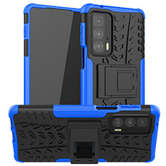 Custodia Silicone e Plastica Opaca Cover con Supporto A01 per Motorola Moto Edge 20 Pro 5G Blu