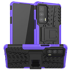 Custodia Silicone e Plastica Opaca Cover con Supporto A01 per Motorola Moto Edge 20 Pro 5G Viola