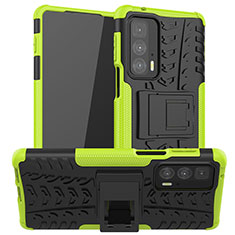 Custodia Silicone e Plastica Opaca Cover con Supporto A01 per Motorola Moto Edge S Pro 5G Verde
