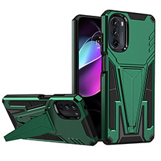 Custodia Silicone e Plastica Opaca Cover con Supporto A01 per Motorola Moto G 5G (2022) Verde