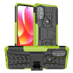 Custodia Silicone e Plastica Opaca Cover con Supporto A01 per Motorola Moto G Play Gen 2 Verde