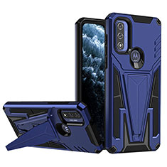 Custodia Silicone e Plastica Opaca Cover con Supporto A01 per Motorola Moto G Pure Blu