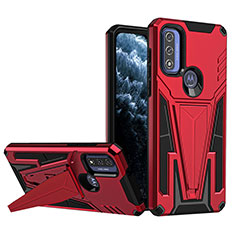 Custodia Silicone e Plastica Opaca Cover con Supporto A01 per Motorola Moto G Pure Rosso