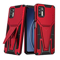 Custodia Silicone e Plastica Opaca Cover con Supporto A01 per Motorola Moto G Stylus (2021) Rosso