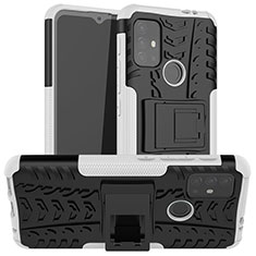 Custodia Silicone e Plastica Opaca Cover con Supporto A01 per Motorola Moto G10 Power Bianco