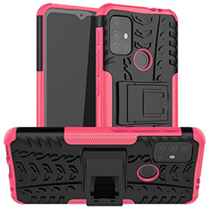 Custodia Silicone e Plastica Opaca Cover con Supporto A01 per Motorola Moto G10 Power Rosa Caldo
