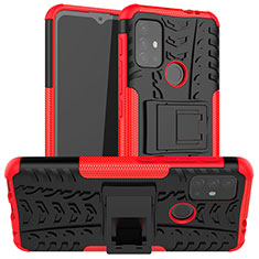 Custodia Silicone e Plastica Opaca Cover con Supporto A01 per Motorola Moto G10 Power Rosso