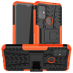 Custodia Silicone e Plastica Opaca Cover con Supporto A01 per Motorola Moto G30 Arancione
