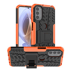 Custodia Silicone e Plastica Opaca Cover con Supporto A01 per Motorola Moto G31 Arancione