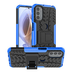 Custodia Silicone e Plastica Opaca Cover con Supporto A01 per Motorola Moto G31 Blu